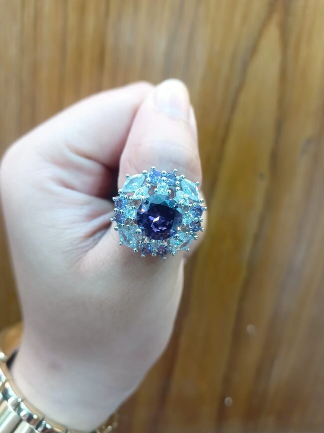 Purple Topaz Pure Silver Cocktail Ring - Image 2
