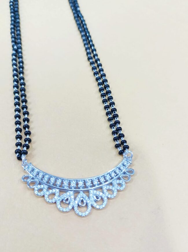 Double Line Long Pure Silver Mangalsutra - Image 2