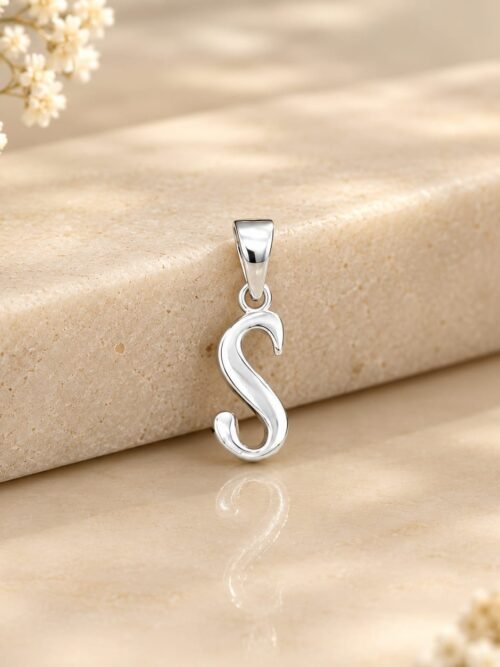 Pure Silver S Letter Pendant