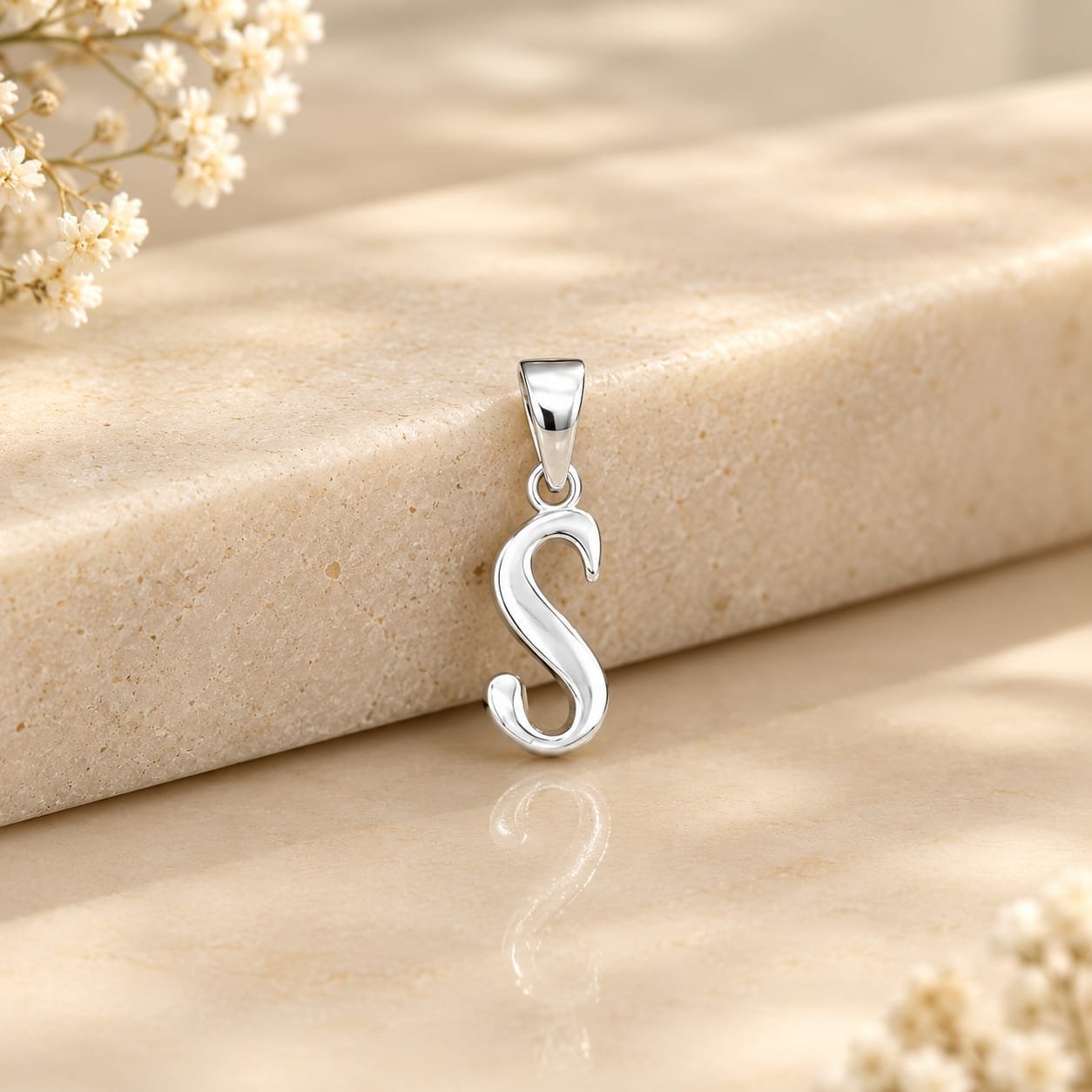 Pure Silver S Letter Pendant
