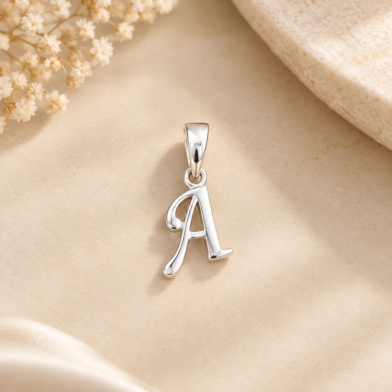 Pure Silver A Letter Pendant