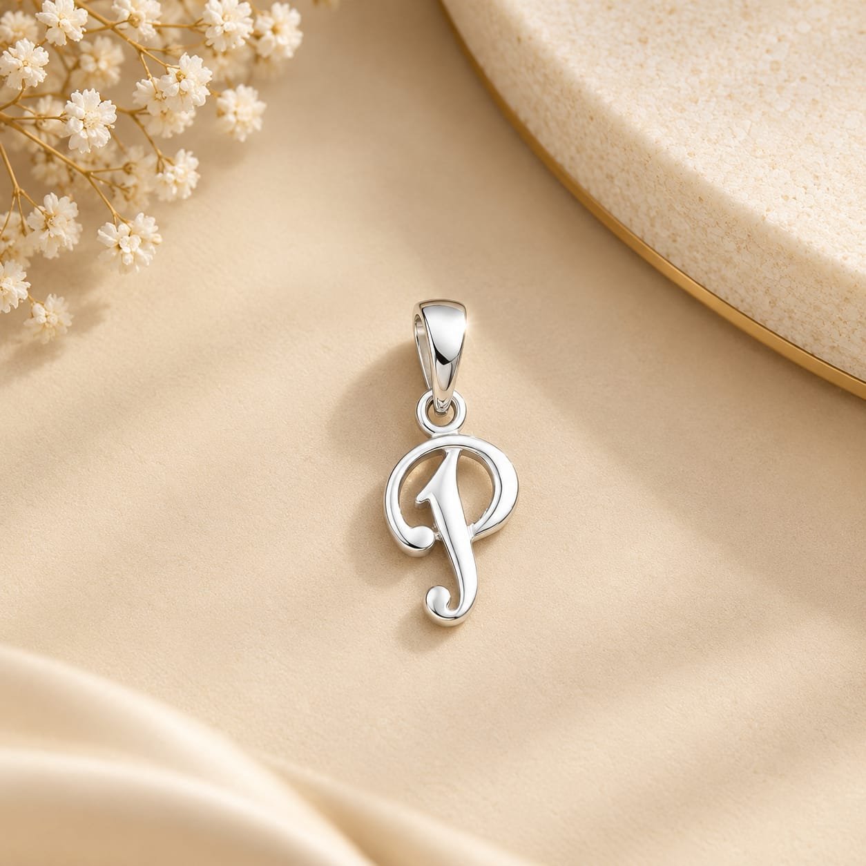Pure Silver P Letter Pendant