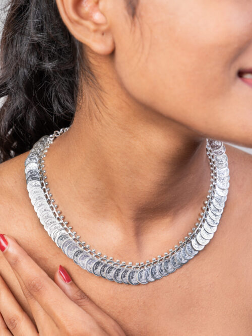 Pure Silver Laxmi Coin Necklace