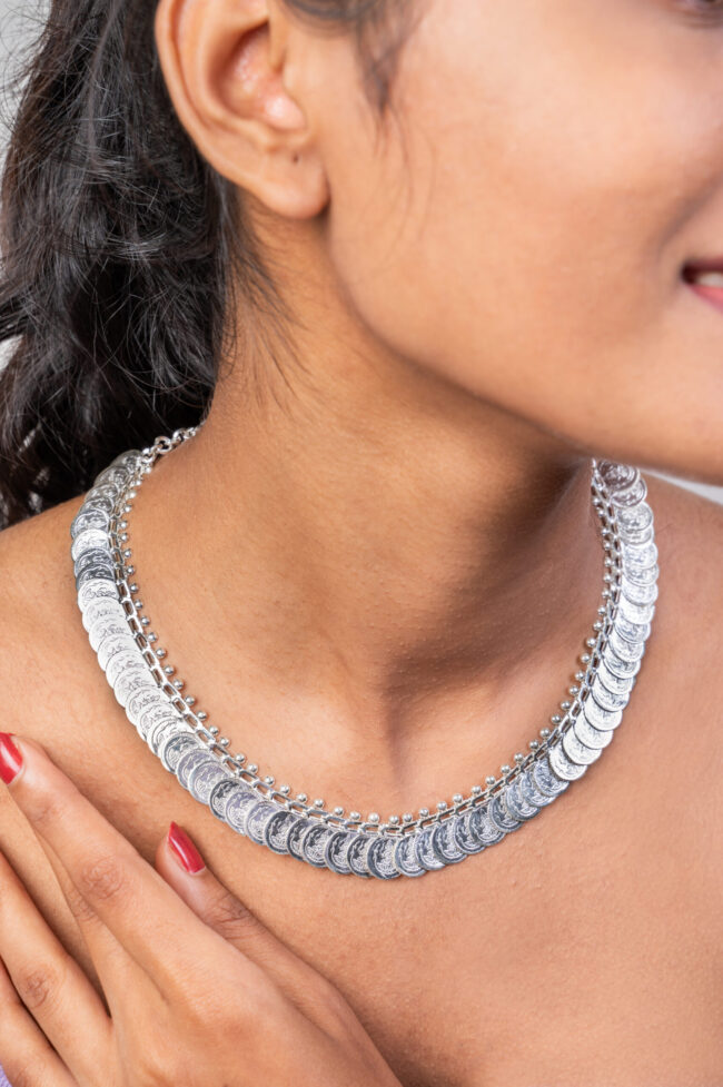 Pure Silver Laxmi Coin Necklace