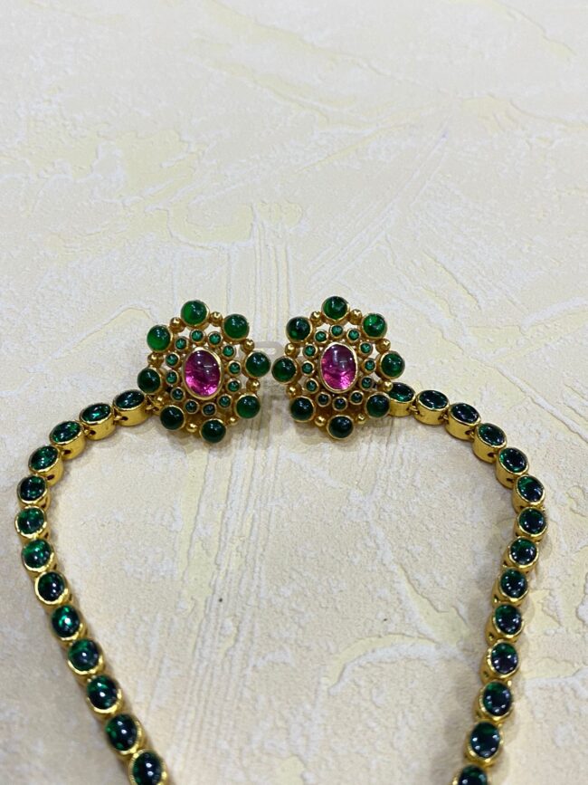 Reversible Ruby Emerald Silver Gold Plated Necklace - Image 7
