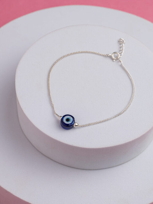 Pure Silver Evil Eye Karap Chain Bracelet