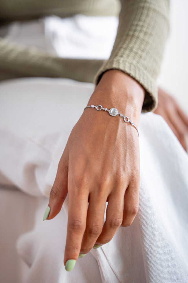 Pure Silver Moon Stone Bracelet - Image 2