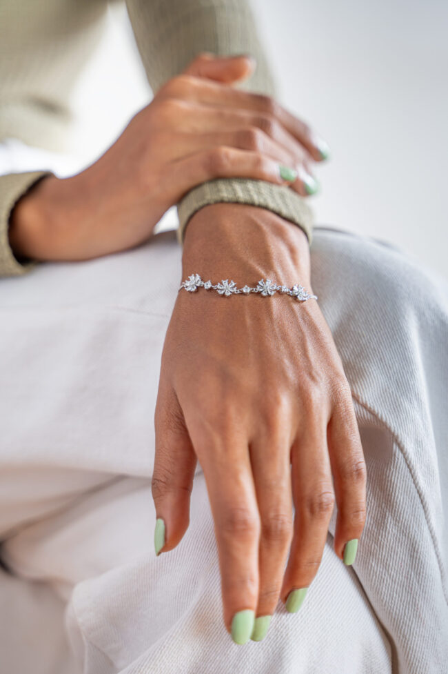 Pure Silver AD Flower Bracelet - Image 2