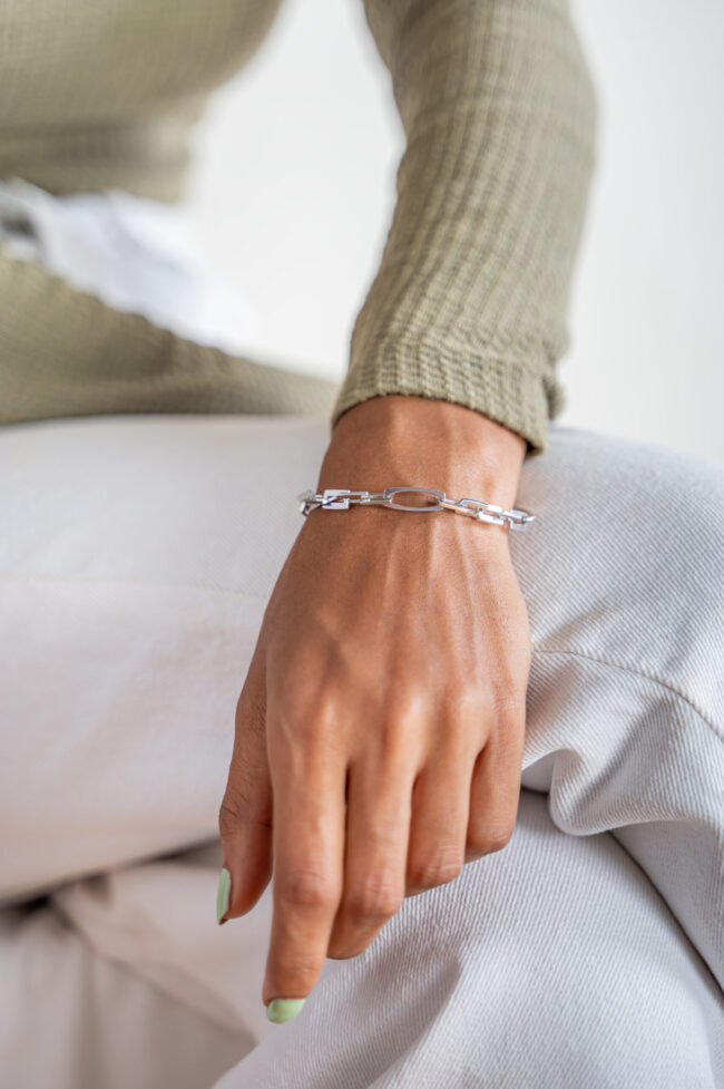 Pure Silver Platinum Design Bracelet - Image 2