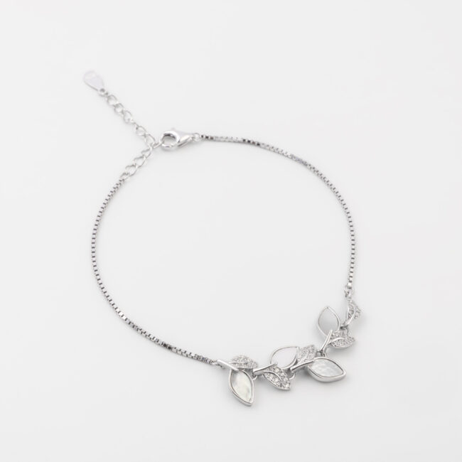 Pure Silver Leaf Design Bracelet - Image 3