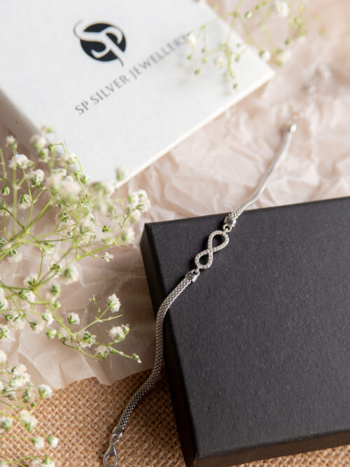 Pure Silver Rock Style Infinity Bracelet
