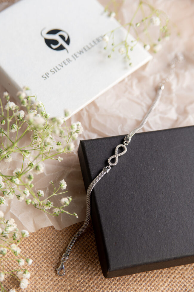 Pure Silver Rock Style Infinity Bracelet