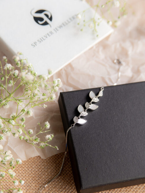 Pure Silver Leaf Design Bracelet
