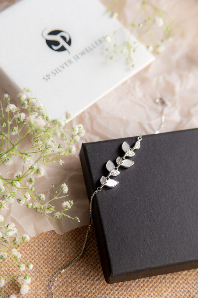 Pure Silver Leaf Design Bracelet