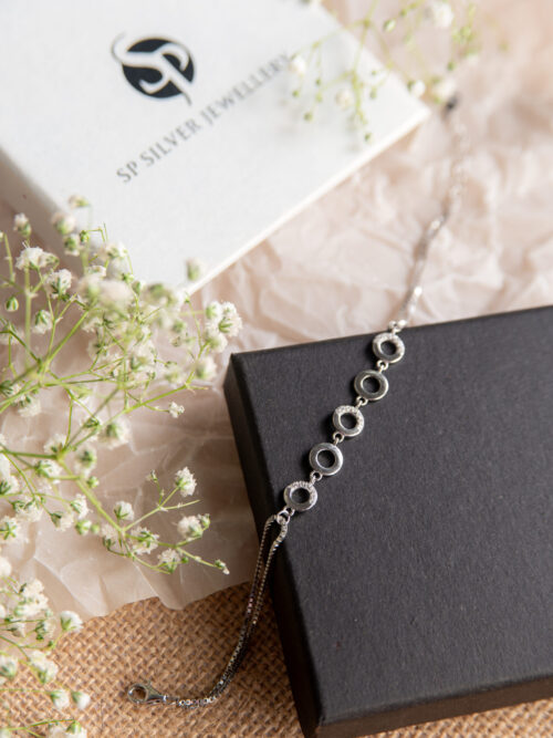 Pure Silver 5 Centric Dual Chain Bracelet