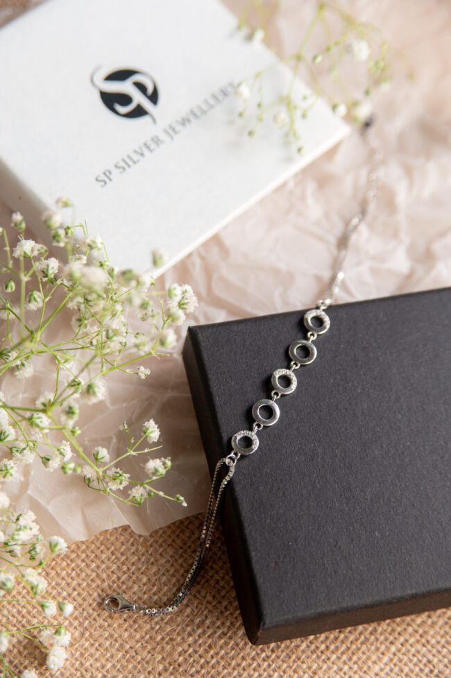 Pure Silver 5 Centric Dual Chain Bracelet