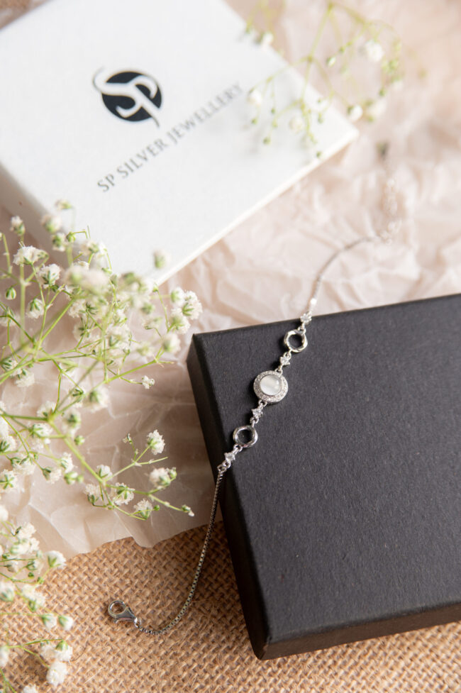 Pure Silver Moon Stone Bracelet