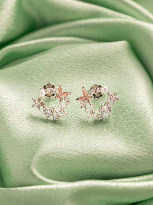 Pure Silver White Butterfly Earring