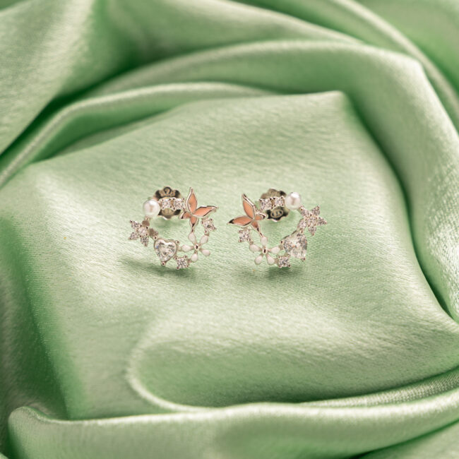 Pure Silver White Butterfly Earring