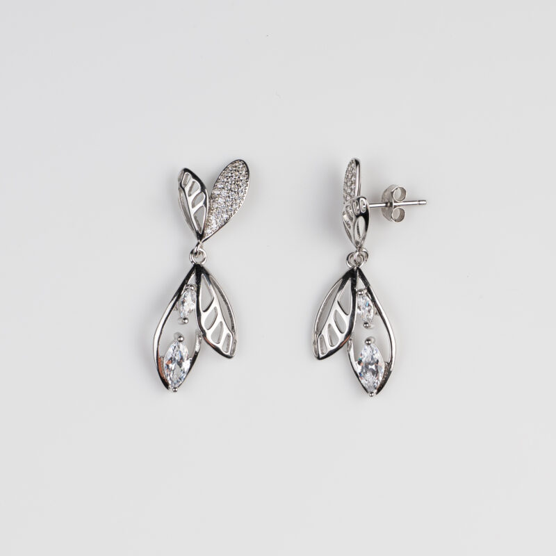 Pure Silver ButterFly Wings Dangle Earring - Image 3