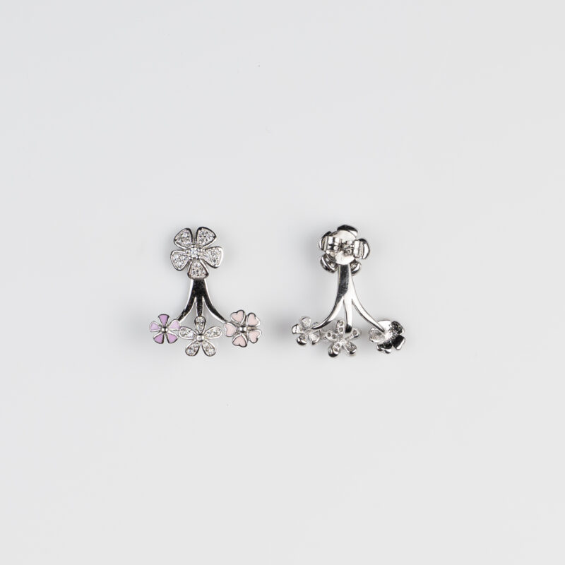 Pure Silver 2 in 1 Flower Earring - Image 3