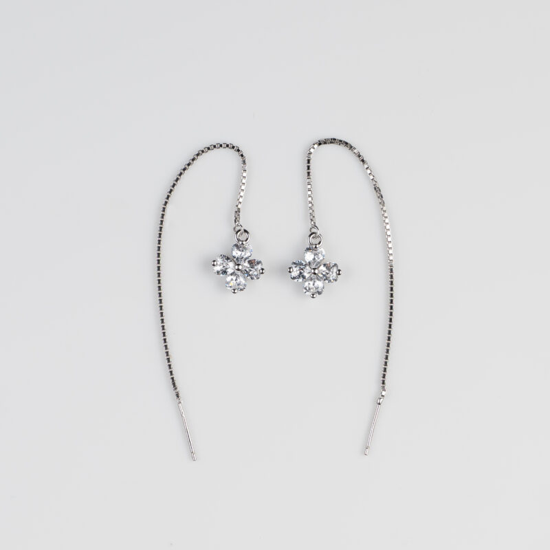 Pure Silver Swing Daga Flower Earring - Image 3