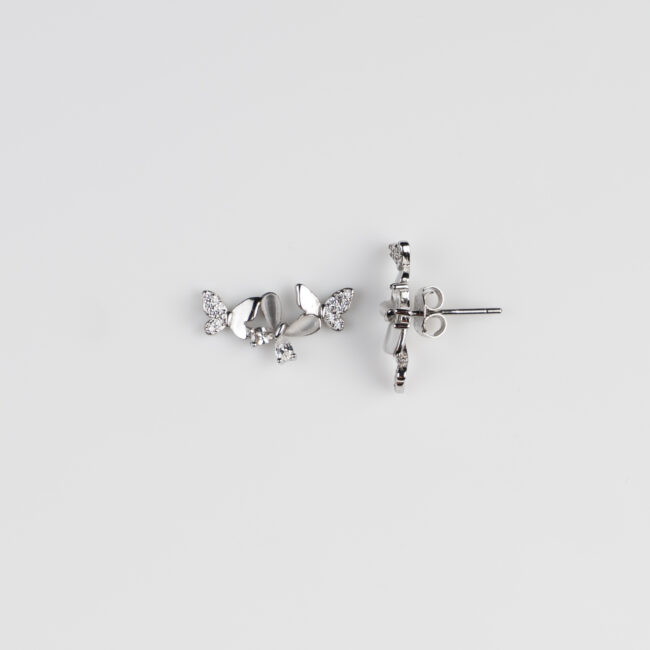 Pure Silver Russian Stone Butterfly Stud - Image 3