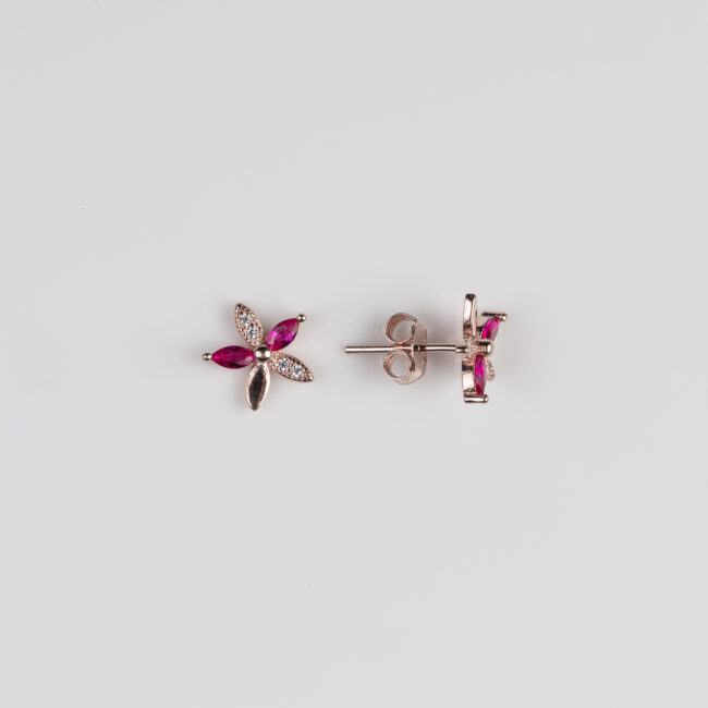 Pure Silver Ruby Stud Earring - Image 3