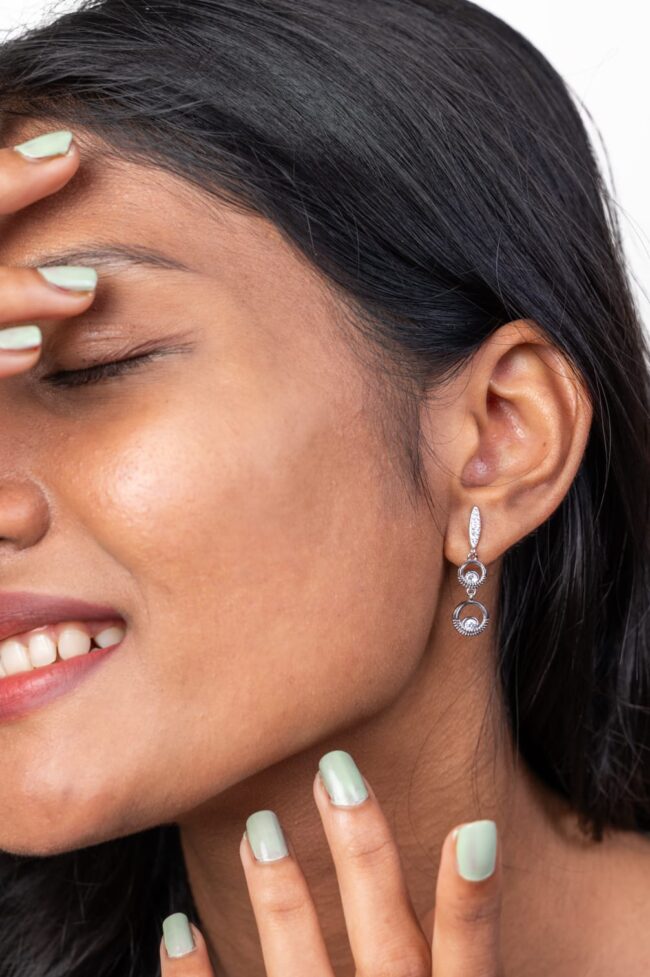 Pure Silver Teardrop Shaped Earring - Image 2