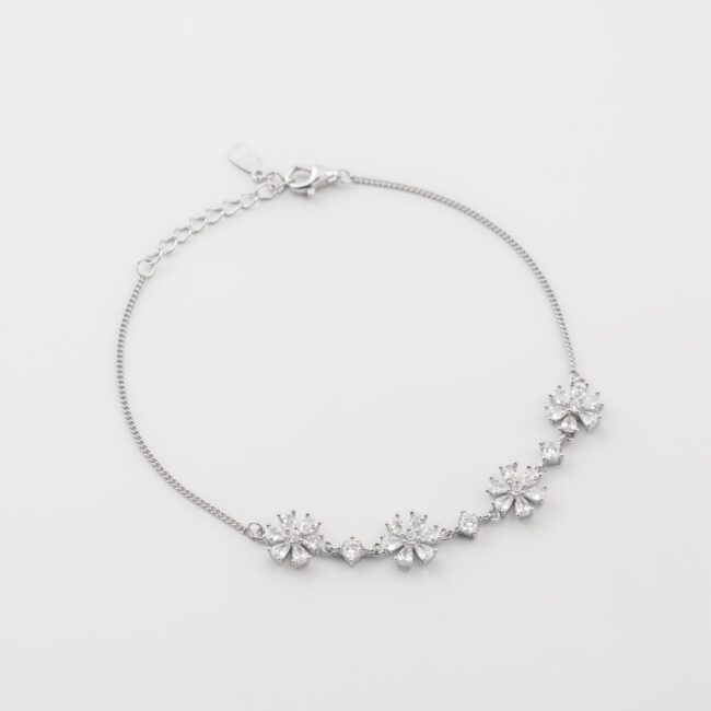 Pure Silver AD Flower Bracelet - Image 3
