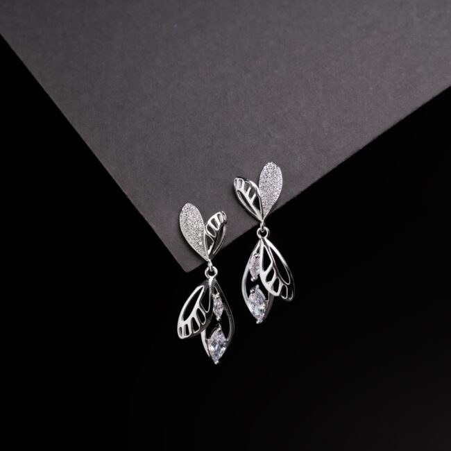 Pure Silver ButterFly Wings Dangle Earring