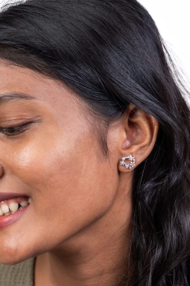 Pure Silver White Butterfly Earring - Image 2
