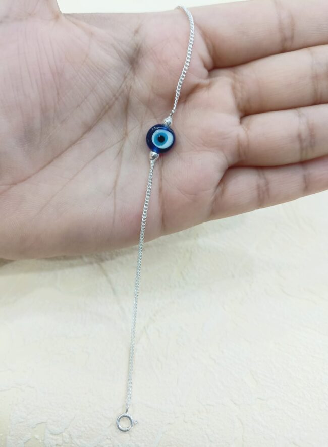 Pure Silver Evil Eye Karap Chain Bracelet - Image 2