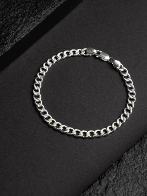 Pure Silver Sleek Designer Curb Bracelet