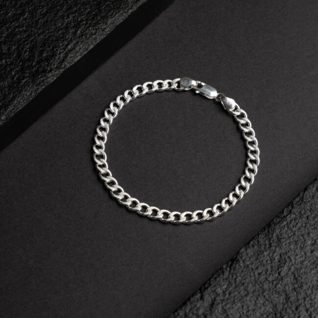 Pure Silver Sleek Designer Curb Bracelet