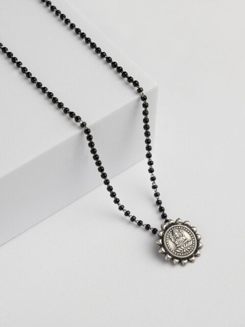 Laxmi Coin Pure Silver Oxidised Pure Silver Mangalsutra