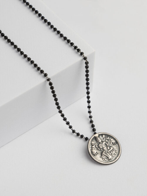 Laxmi Nakashi Oxidised Pure Silver Mangalsutra