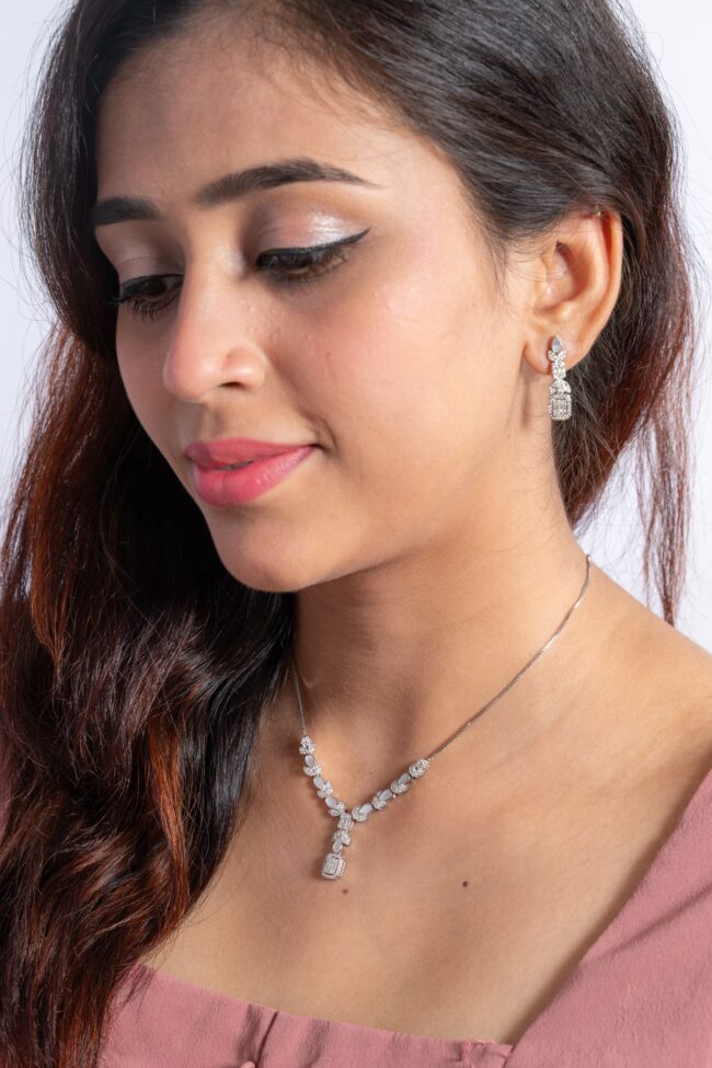 Mother of Pearl With Fusion Russian Stone Pure Silver Set - Image 2
