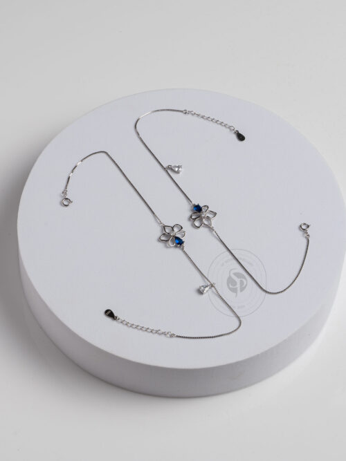 Pure Silver Designer Blue Stone Payal