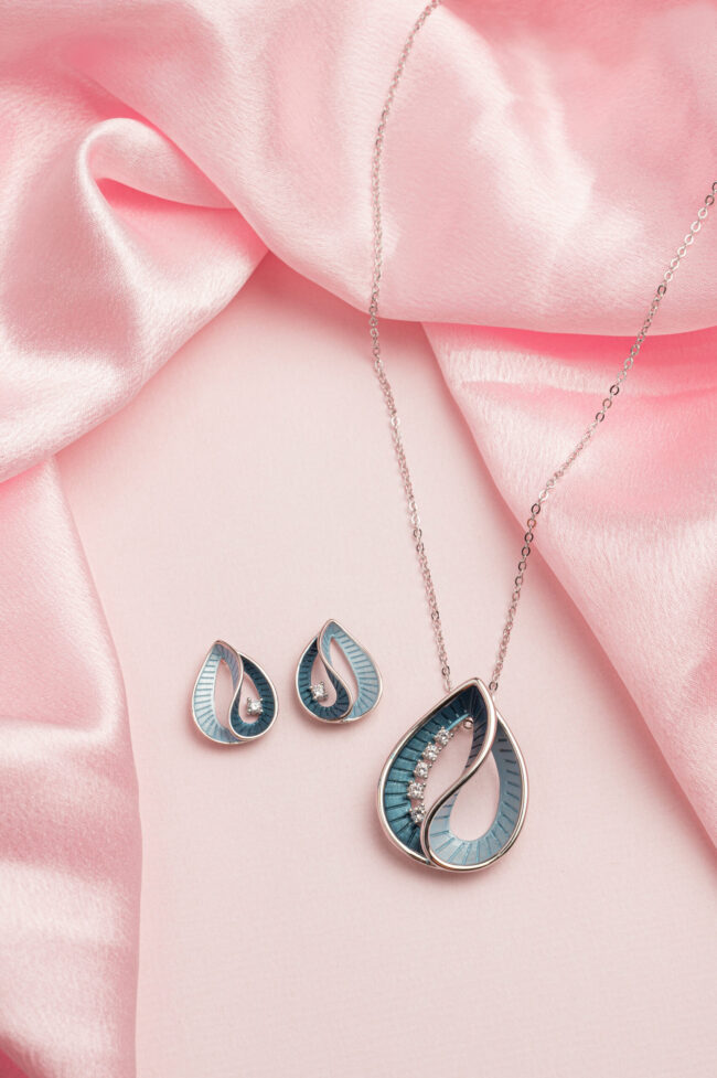 Pure silver turkish sea pendant set