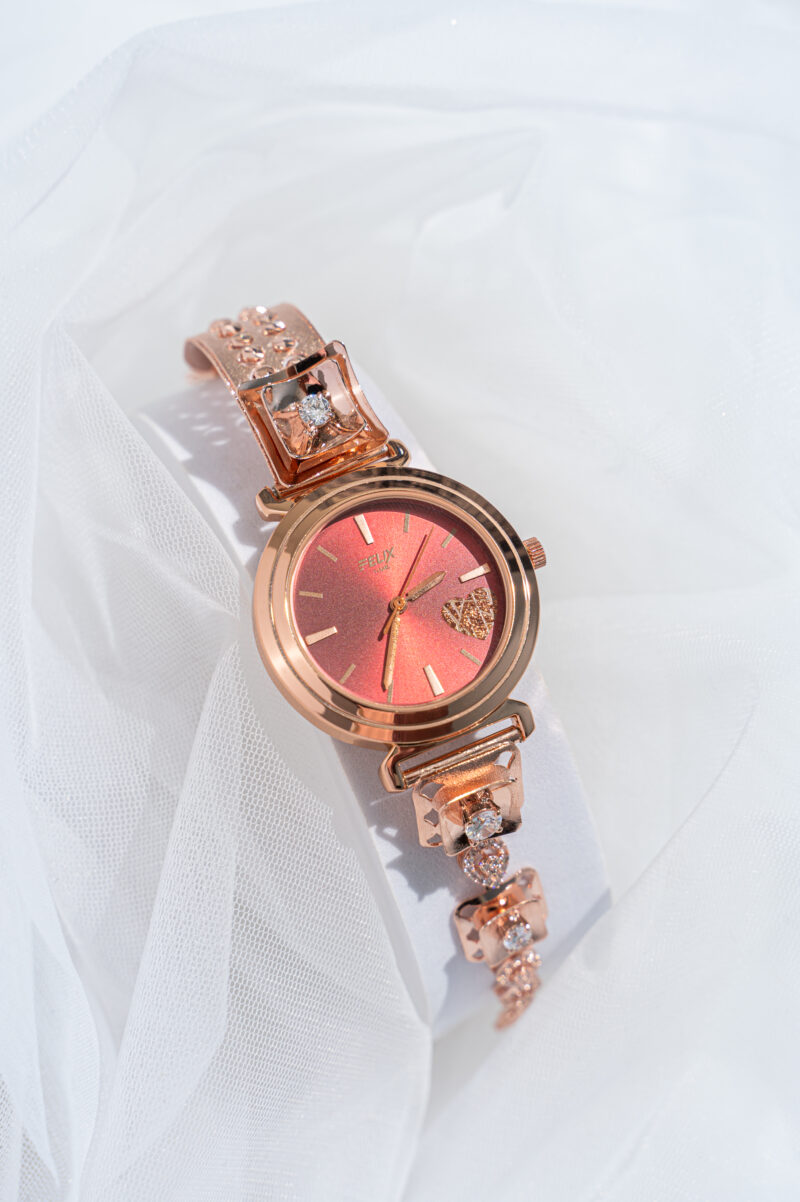 Pure Silver Rose Gold Red Valentine Watch