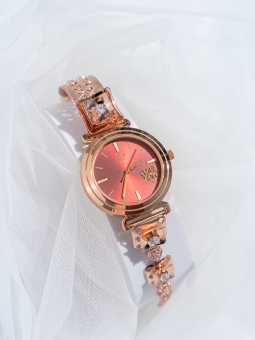 Pure Silver Rose Gold Red Valentine Watch