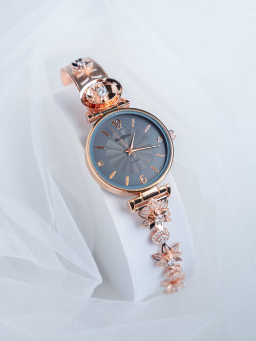 Pure Silver Rose Gold Ladies Watch