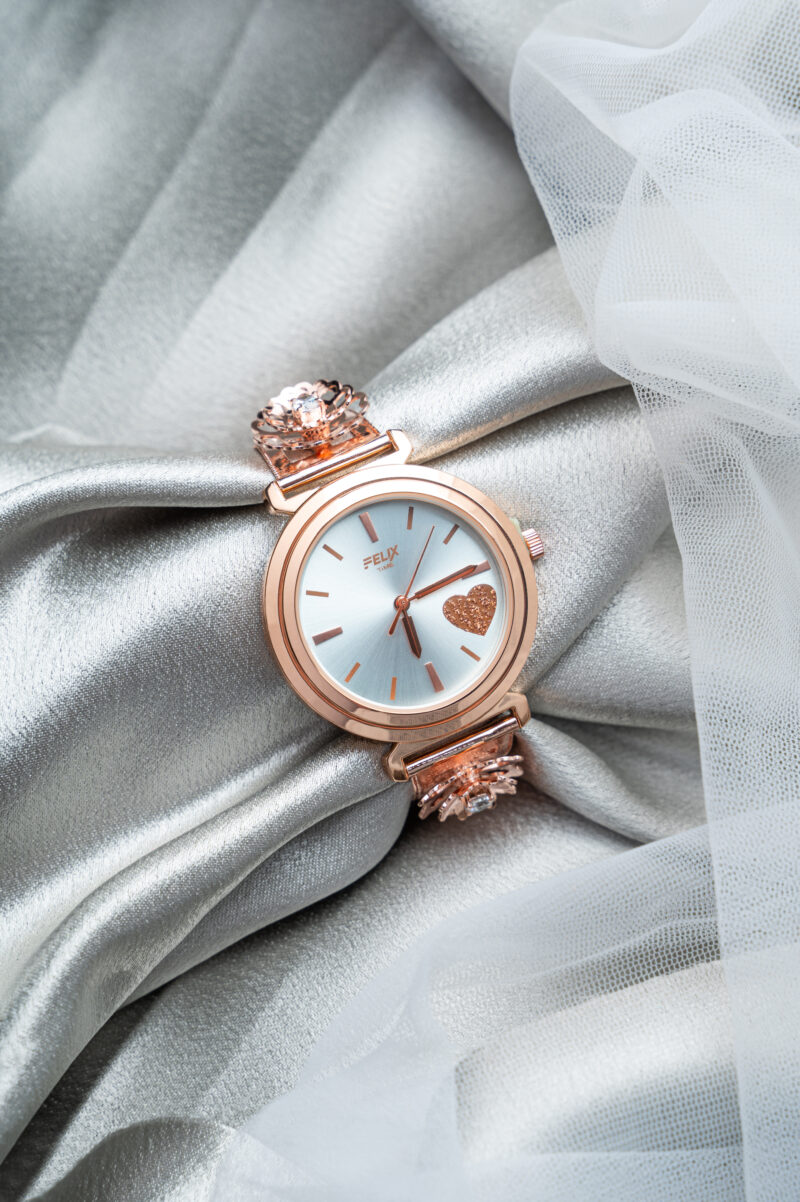 Silver Rose Gold Heart Design Watch