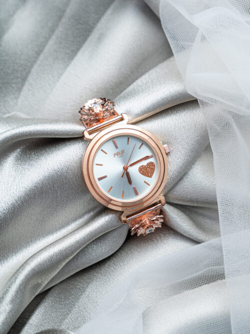 Silver Rose Gold Heart Design Watch