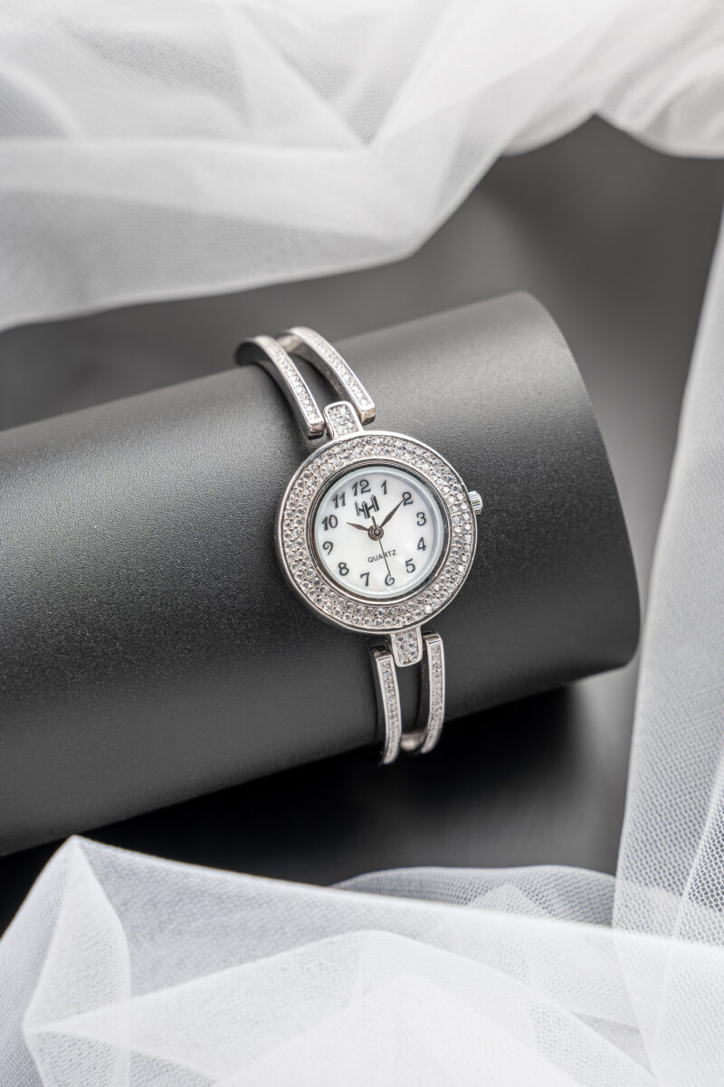 Pure Silver Strip Diamond Silver Watch