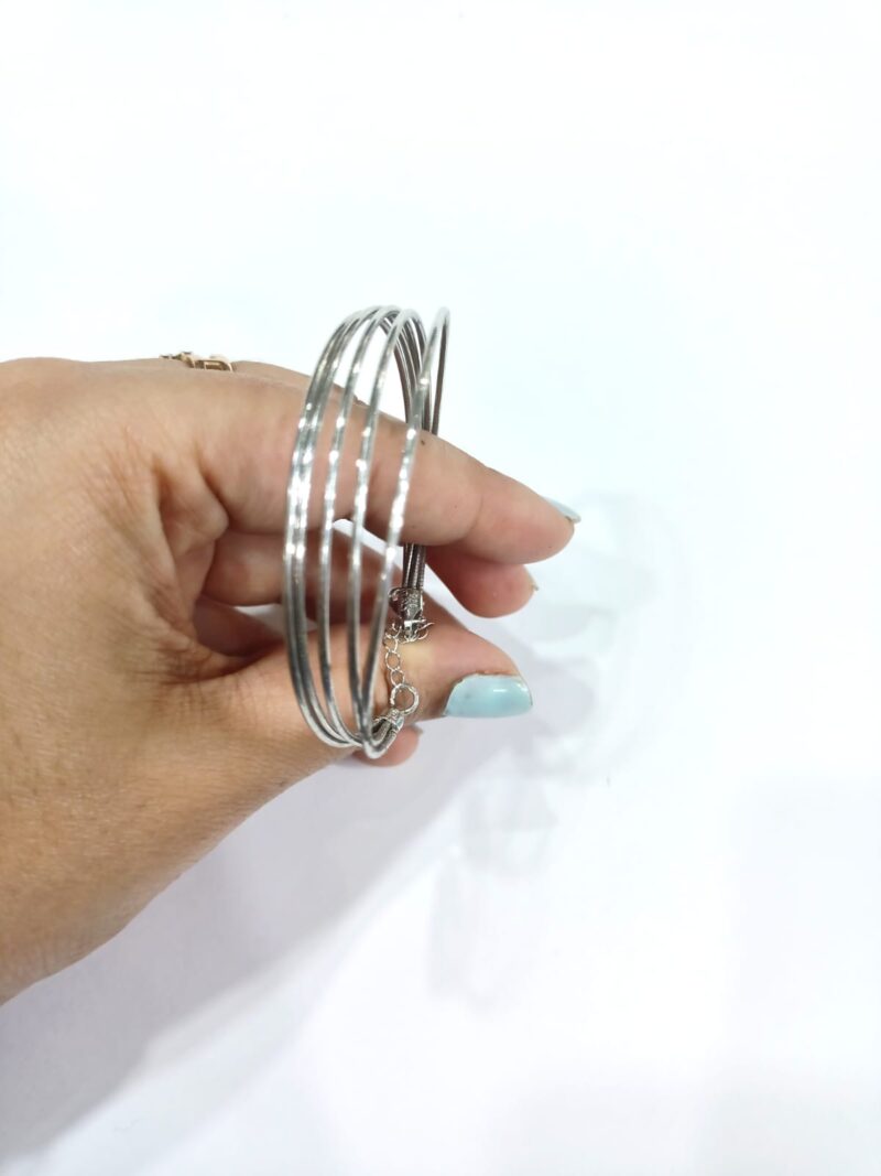 Pure Silver 5 Layer Italian Spring Bracelet - Image 2