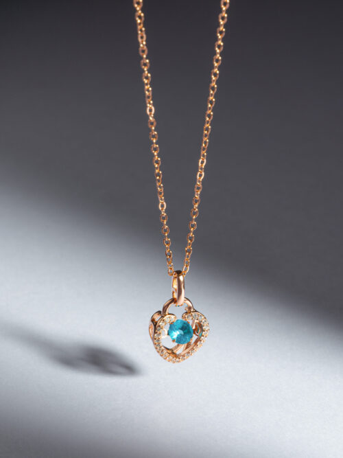 Pure Silver Dancing Blue Diamond Heart Chain