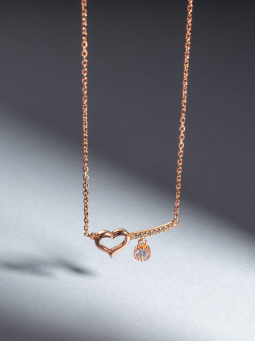 Pure Silver Rose Gold Heart Chain
