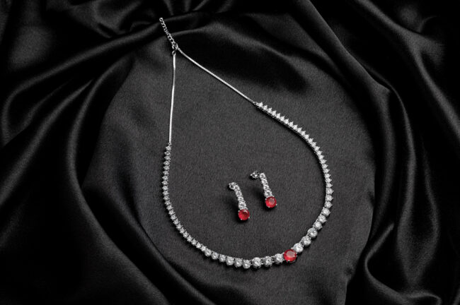 Pure Silver Solitaire Ruby Necklace
